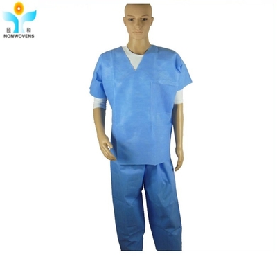 PP SMS Disposable Patient Suits Separate Drawstring Waist For Hospital Uniform