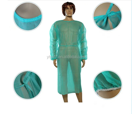 Dust proof Disposable Isolation Gown Collar Tie Velcro Efficiency